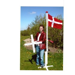2 meter flagstang med krydsfod (isat jern) og DK flag